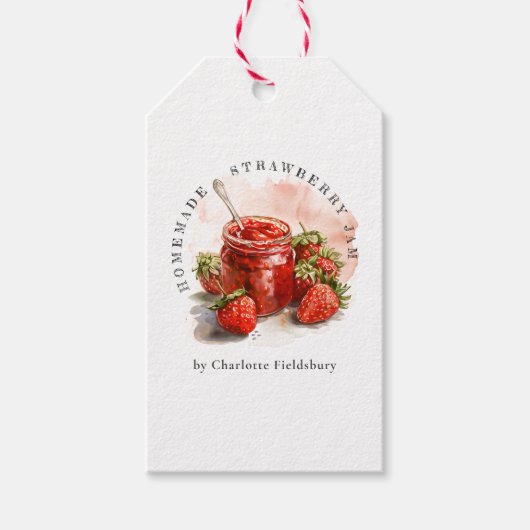 Rustikale hausgemachte Strawberry Jam Mason Jar Ha Geschenkanhänger (Vorderseite)