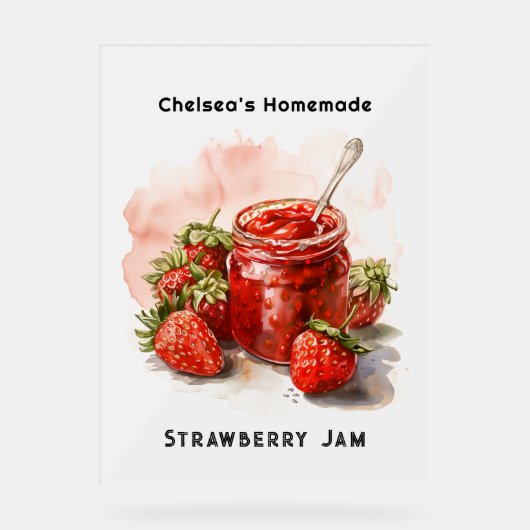 Rustikale hausgemachte Strawberry Jam Mason Jar Ma Acrylschild (Vorderseite)