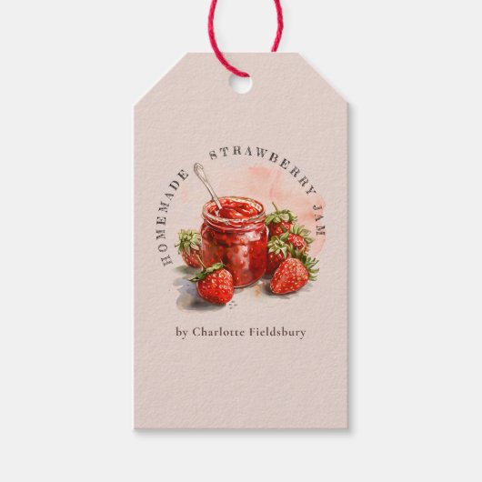 Rustikale hausgemachte Strawberry Jam Produkt hang Geschenkanhänger (Vorderseite)