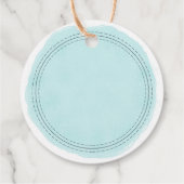 Rustikale, hausgemachte türkisfarbene Watercolor W Geschenkanhänger (Rückseite)