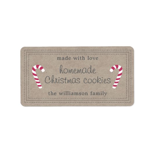 Rustikale hausgemachte Weihnachtskekse, Kraft Pape Adressaufkleber (Vorne)