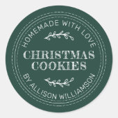 Rustikale hausgemachte Weihnachtskochteile dunkelg Runder Aufkleber (Vorderseite)