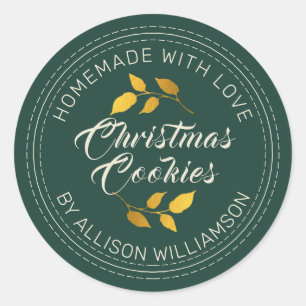 Rustikale hausgemachte Weihnachtskochteile dunkelg Runder Aufkleber