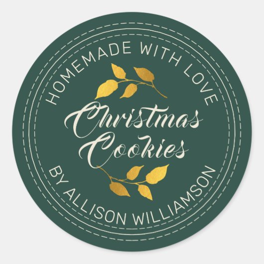 Rustikale hausgemachte Weihnachtskochteile dunkelg Runder Aufkleber (Vorderseite)