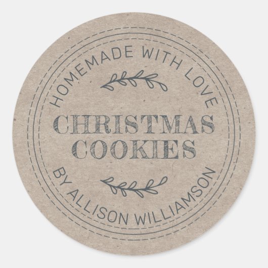 Rustikale, hausgemachte Weihnachtskochteile - Papi Runder Aufkleber (Vorderseite)