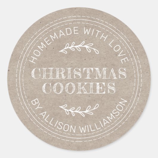 Rustikale, hausgemachte Weihnachtskochteile - Papi Runder Aufkleber (Vorderseite)