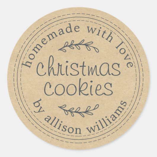 Rustikale, hausgemachte Weihnachtskochteile - Papi Runder Aufkleber (Vorderseite)
