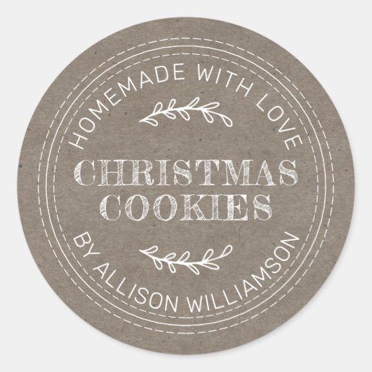 Rustikale, hausgemachte Weihnachtskochteile - Papi Runder Aufkleber (Vorderseite)