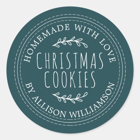 Rustikale hausgemachte Weihnachtskochteile Tief Aq Runder Aufkleber (Vorderseite)