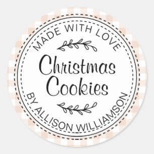 Rustikale hausgemachte Weihnachtskochtopf Rosa Kar Runder Aufkleber