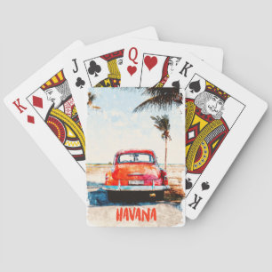Rustikale Havanna Kuba Vintage Reisen Wasserfarbe Spielkarten