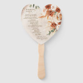 Rustikale Heart Wood Cut Slice Terracotta Wedding Fächer (Rückseite)