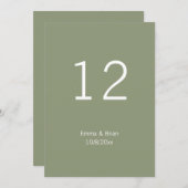 Rustikale Heiratsgrün Hochzeitsfeier Tischnummer (Vorne/Hinten)