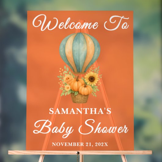 Rustikale Heißluftballon Fall Babydusche Willkomme Acrylschild (Neutral)