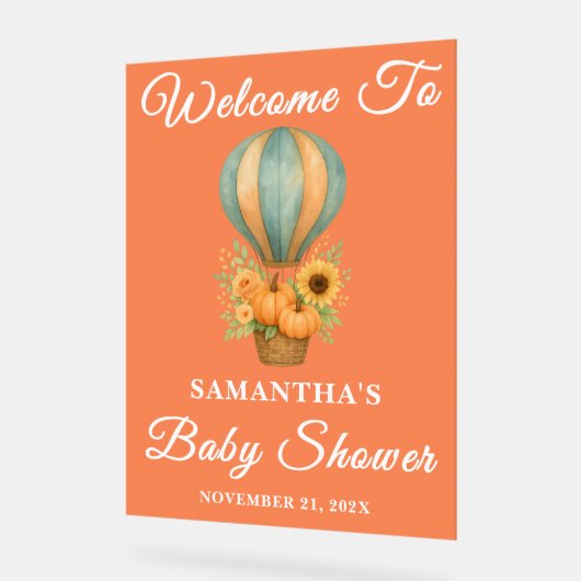 Rustikale Heißluftballon Fall Babydusche Willkomme Acrylschild (Winkel)