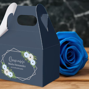 Rustikale hellblaue und weiße Blumen-Quinceañera Geschenkschachtel