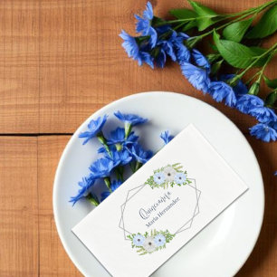 Rustikale hellblaue und weiße florale Quinceañera Serviette