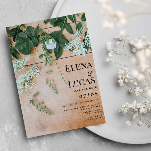 Rustikale hellbraune Holzblumen Einladung