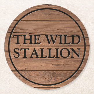 Rustikale hellbraune Imitate mit Gravur Name Bar Runder Pappuntersetzer