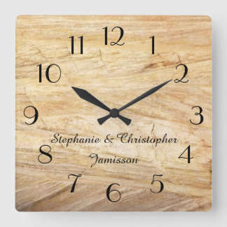 Rustikale hellbraune Imitate Stone Clock Personali Quadratische Wanduhr