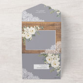Rustikale hellgraue, weiße, blumenreiche Hochzeit All In One Einladung (Außenbereich)