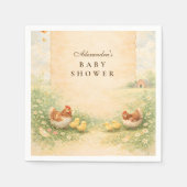 Rustikale Henne und Küken Baby-Party Serviette (Vorderseite)