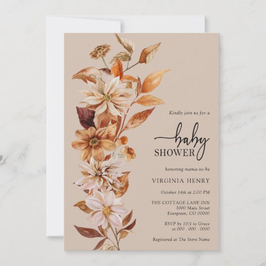 Rustikale Herbst-Baby-Shower-Einladung Einladung (Vorderseite)
