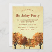 Rustikale Herbst-Bäume Wald Geburtstagsparty Einladung (Vorderseite)