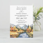 Rustikale Herbst-Berg-Hochzeit mit Budget-QR-Code Einladung (Stehend Vorderseite)