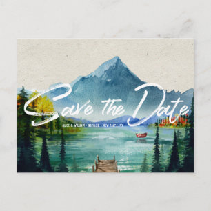 Rustikale Herbst-Berg-Hochzeit   Save the Date Ankündigungspostkarte