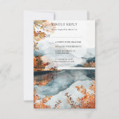 Rustikale Herbst-Bergsee-Hochzeit RSVP Karte (Vorderseite)