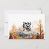 Rustikale Herbst-Bergszene Wasserfarbe QR-Code RSVP Karte (Rückseite)