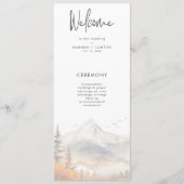 Rustikale Herbst-Bergszene Wasserfarben-Hochzeit Programm (Vorderseite)