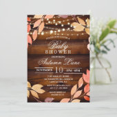 Rustikale Herbst-Blätter Baby Shower Einladung (Stehend Vorderseite)