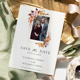 Rustikale Herbst-Blume Foto Save the Date