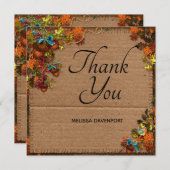 Rustikale Herbst-Blume und Kerzen auf Imitaten Pap Dankeskarte (Vorne/Hinten)