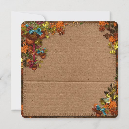 Rustikale Herbst-Blume und Kerzen auf Imitaten Pap Einladung (Rückseite)