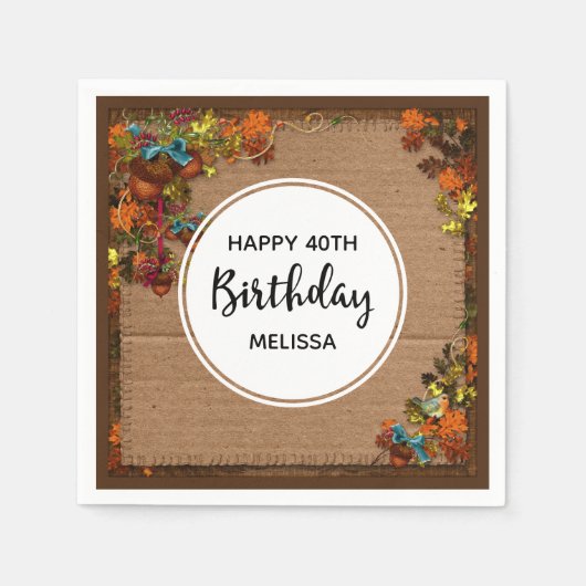 Rustikale Herbst-Blume und Kerzen auf Imitaten Pap Serviette (Vorderseite)