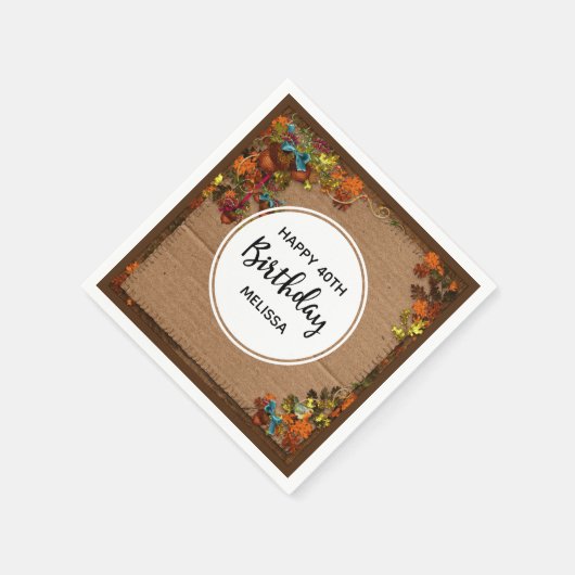 Rustikale Herbst-Blume und Kerzen auf Imitaten Pap Serviette (Ecke)