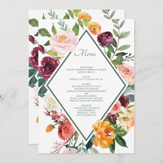 Rustikale Herbst-Blume verkaufen Grüne Hochzeitska Einladung (Vorne/Hinten)