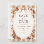 Rustikale Herbst-Blumen-Blatt-Karo Save The Date (Vorderseite)
