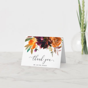 Rustikale Herbst-Blumen-Hochzeit elegant Dankeskarte