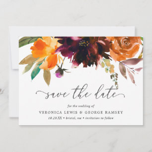 Rustikale Herbst-Blumen-Hochzeit elegant Save The Date