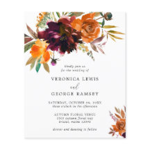 Rustikale Herbst-Blumen-Hochzeitseinladung im eleg