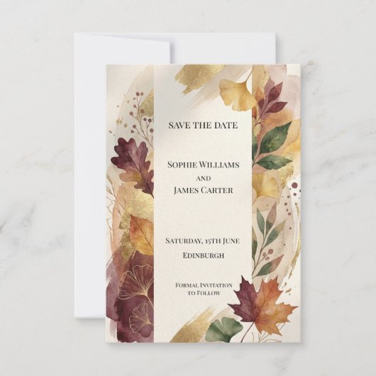 Rustikale Herbst-Blumen-Save-the-Date-Karte Save The Date (Vorderseite)