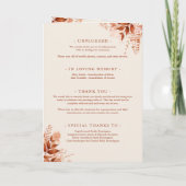 Rustikale Herbst-Blumen-Script-Hochzeit Programm (Rückseite)