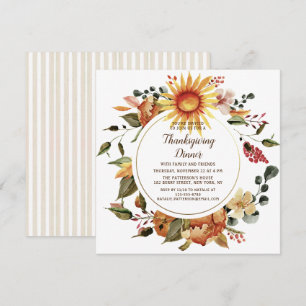 Rustikale Herbst-Blumen-Thanksgiving-Dinner-Einlad Einladung