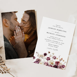 Rustikale Herbst-Blumen-Wiesen-Foto-Hochzeit Einladung