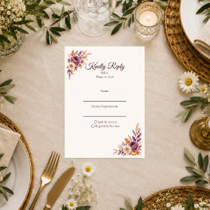 Rustikale Herbst-Blumenhochzeit RSVP Karte