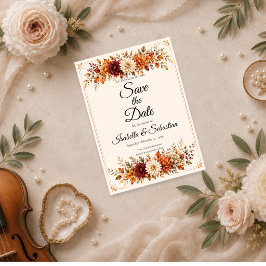 Rustikale Herbst-Blumenhochzeit Save The Date